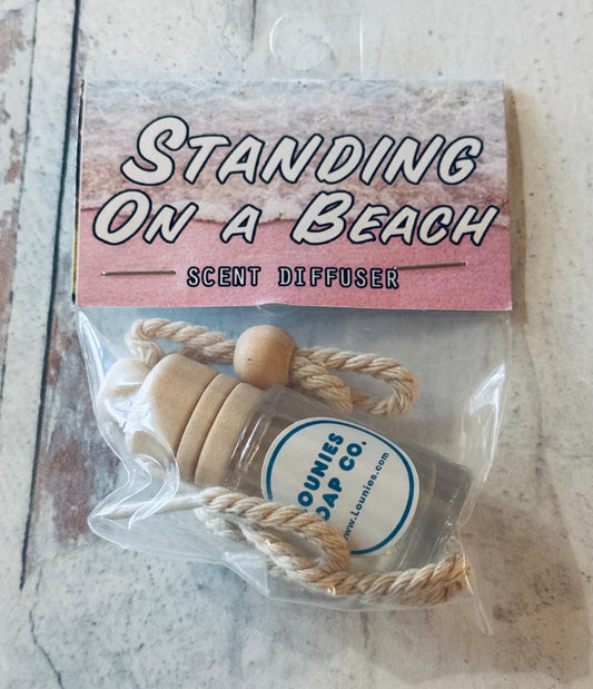 Air Diffuser air freshener packaging labeled Standing On A Beach with rope and beads.