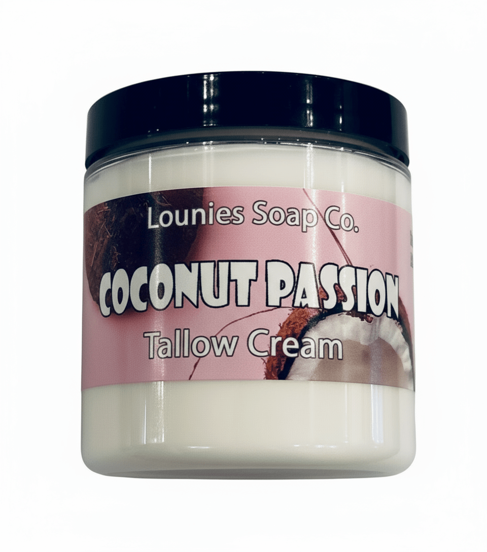 Coconut Passion Tallow Body Cream 8oz Jar - Lounies Soap Co.