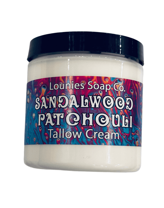 Sandalwood Patchouli Tallow Body Cream - Lounies Soap Co.