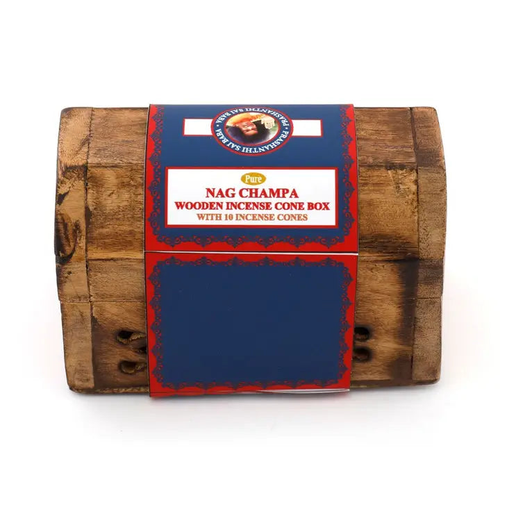 Nag Champa Wooden Incense Box with 10 cones