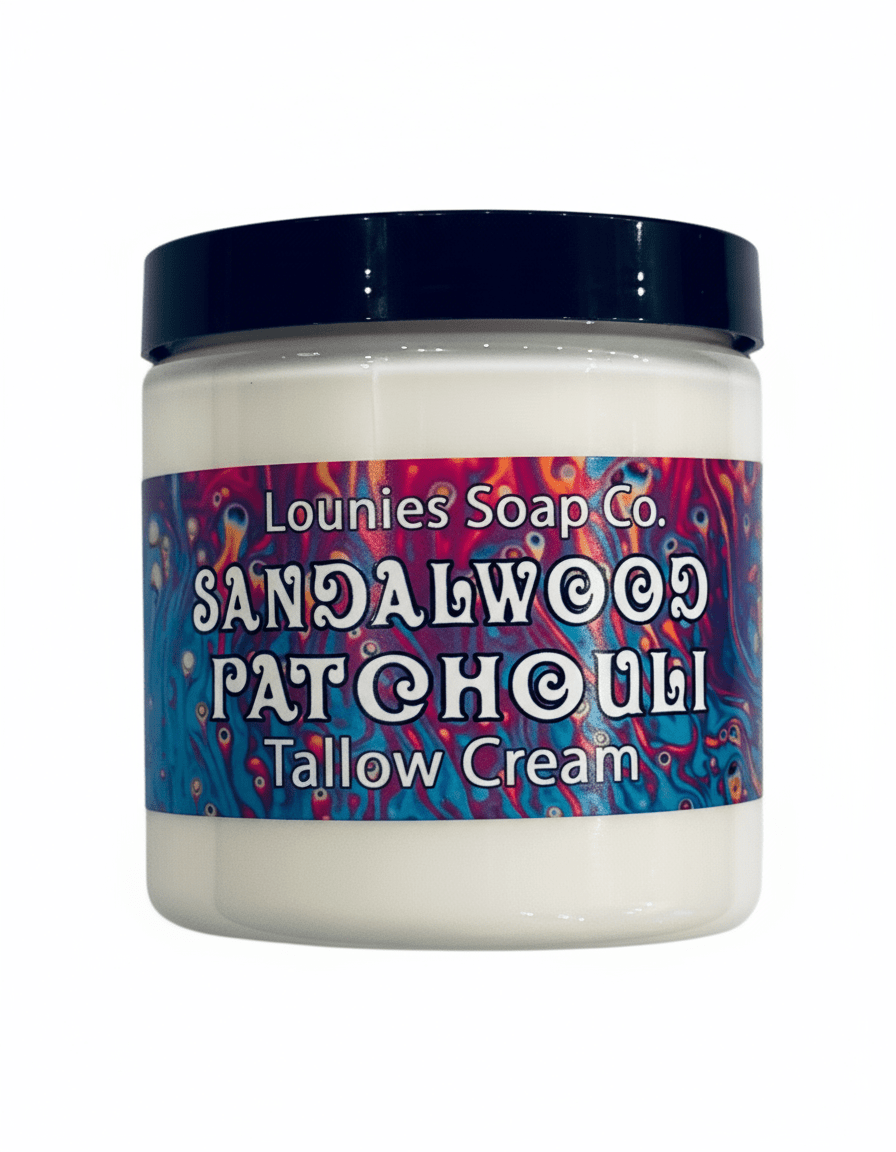 Sandalwood Patchouli Tallow Body Cream - Lounies Soap Co.