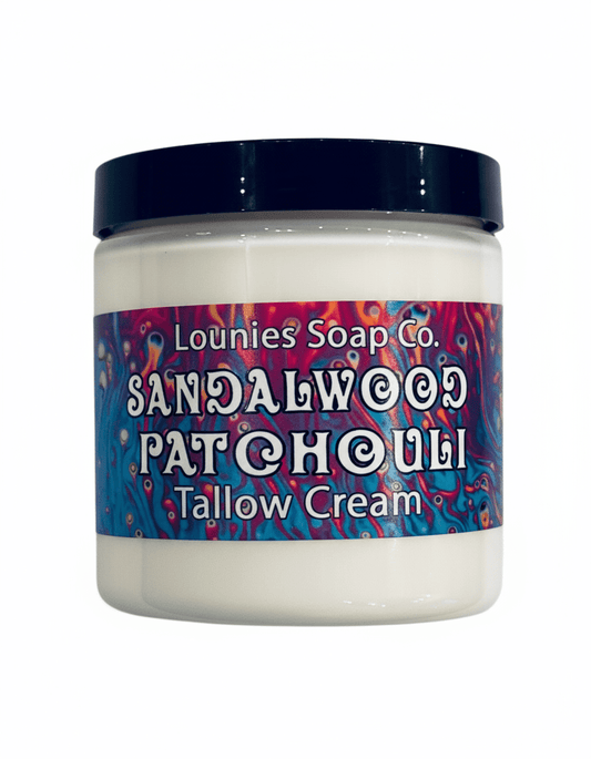 Sandalwood Patchouli Tallow Body Cream - Lounies Soap Co.