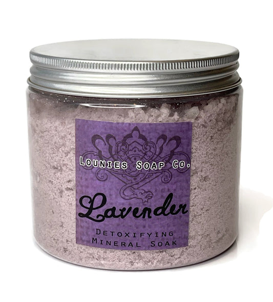 Lavender Mineral Soak 16oz - Lounies Soap Co.