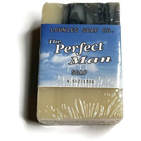 Perfect Man Soap w/ Activated Charcoal Swirls - Lounies Soap Co.